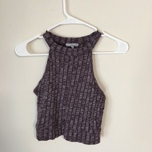 Purple ribbed crop top